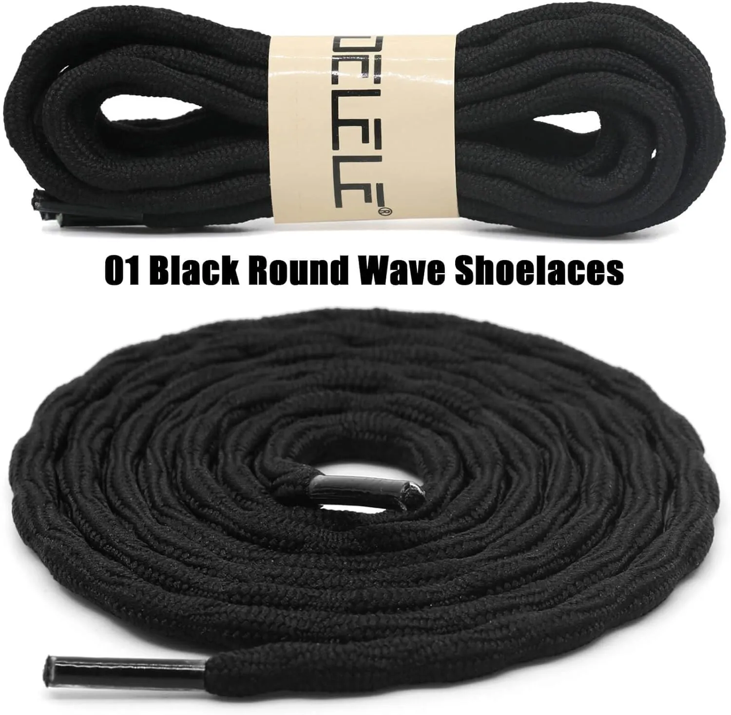 DELELE 2 Pair Round Wave Shape Non Slip Heavy Duty and Durable Outdoor Climbing Shoelaces Hiking Shoe Laces Shoestrings