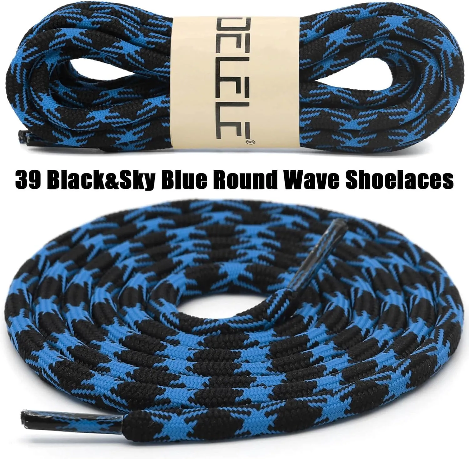 DELELE 2 Pair Round Wave Shape Non Slip Heavy Duty and Durable Outdoor Climbing Shoelaces Hiking Shoe Laces Shoestrings