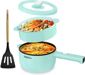 Dezin Electric Cooker, 2L Non-Stick Saut Pan, Rapid Noodles Cooker, Mini Pot for Steak, Egg, Fried Rice, Ramen, Oatmeal, Soup with Power Adjustment, College Dorm Room Essential