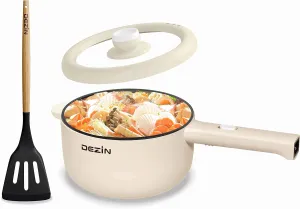 Dezin Electric Cooker, 2L Non-Stick Saut Pan, Rapid Noodles Cooker, Mini Pot for Steak, Egg, Fried Rice, Ramen, Oatmeal, Soup with Power Adjustment, College Dorm Room Essential