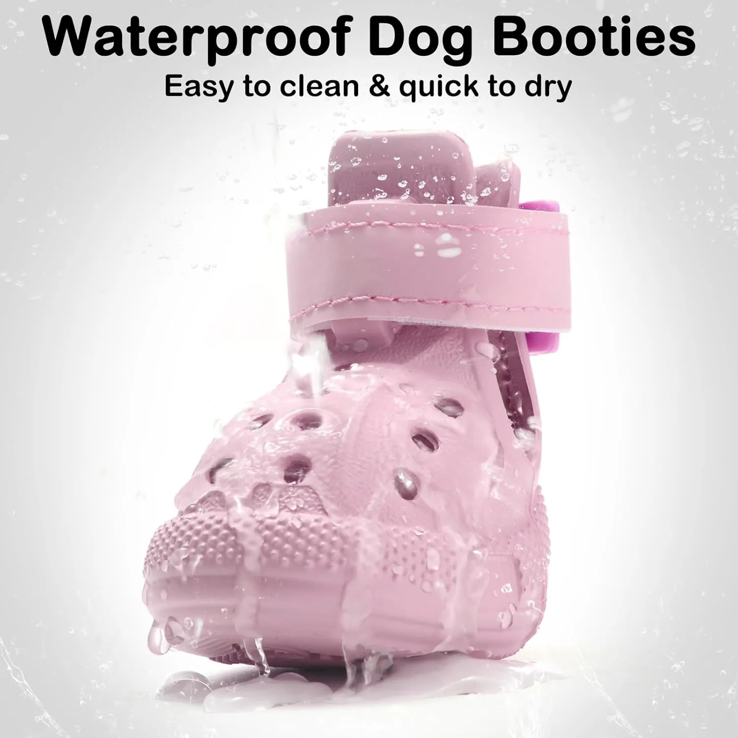 Dog Shoes for Hot Pavement,Non-Slip Waterproof Breathable Easy to Clean Put On and Take Off Dog Boots,Paw Protector for Hot Summer Roads Winter Snow (Pink, Size 5:(2.56"x1.97")(L*W))