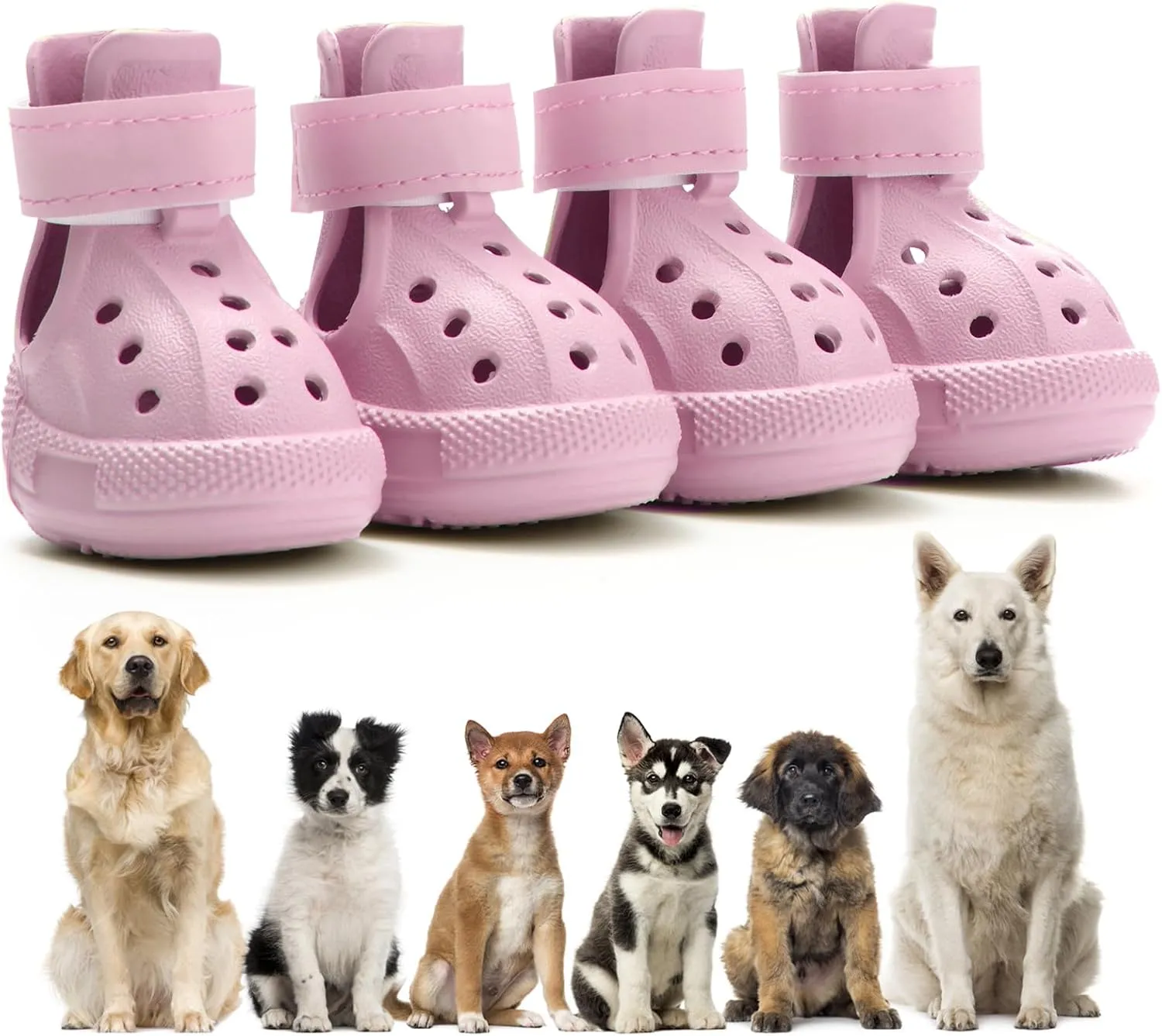 Dog Shoes for Hot Pavement,Non-Slip Waterproof Breathable Easy to Clean Put On and Take Off Dog Boots,Paw Protector for Hot Summer Roads Winter Snow (Pink, Size 5:(2.56"x1.97")(L*W))