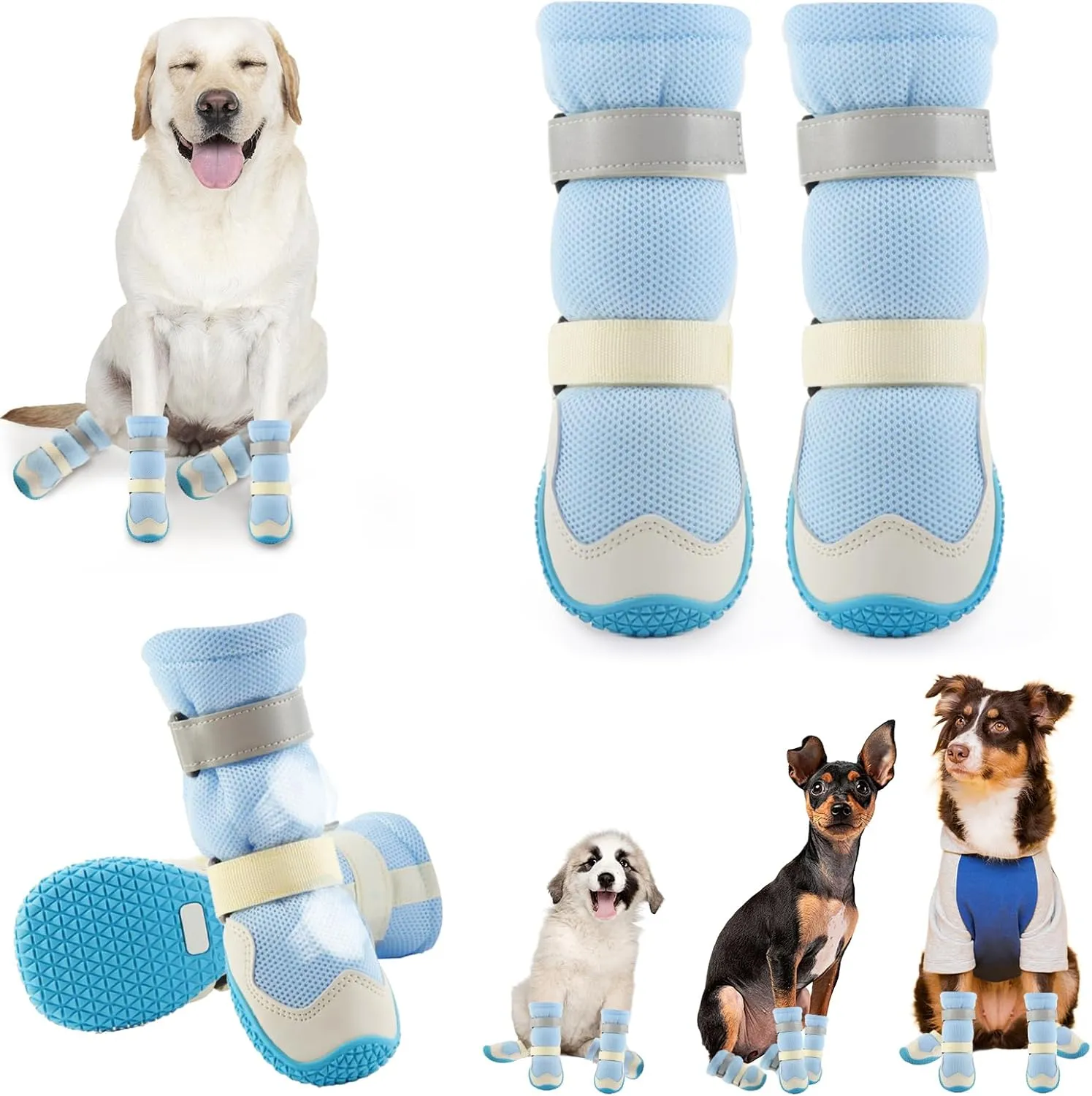 Dog Shoes for Medium Large Size Dogs, Breathable Dog Shoe for Hot Pavement, Dog Booties and Paw Protectors to Prevent Licking, Anti-Slip Dog Boots with Reflective for Summer, Hiking, Snow (Size 8)