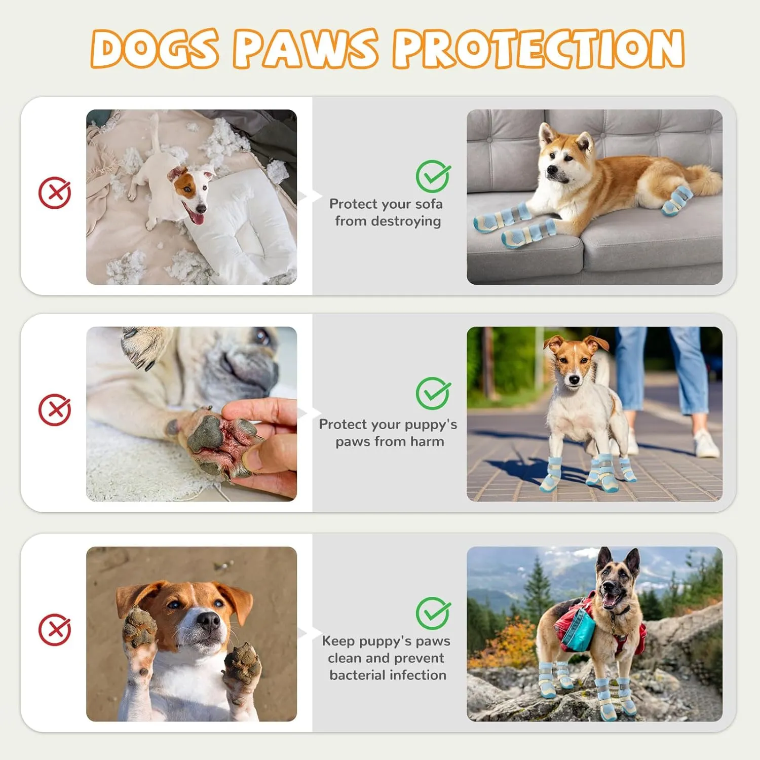 Dog Shoes for Medium Large Size Dogs, Breathable Dog Shoe for Hot Pavement, Dog Booties and Paw Protectors to Prevent Licking, Anti-Slip Dog Boots with Reflective for Summer, Hiking, Snow (Size 8)