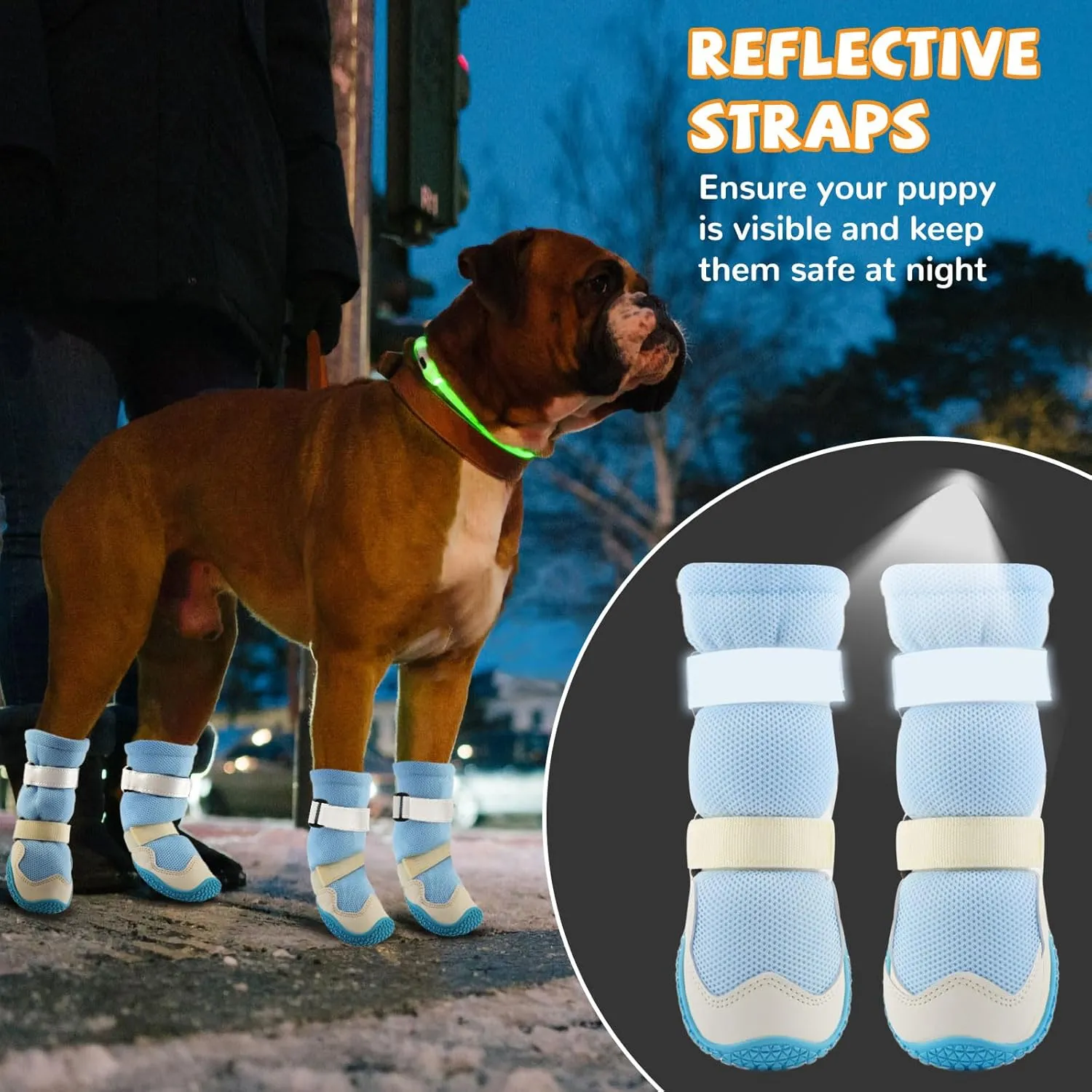 Dog Shoes for Medium Large Size Dogs, Breathable Dog Shoe for Hot Pavement, Dog Booties and Paw Protectors to Prevent Licking, Anti-Slip Dog Boots with Reflective for Summer, Hiking, Snow (Size 8)