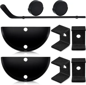 Dunzy 6 Pcs Hockey Stick Wall Mount Display Holder Black Display Hanger Ice Hockey Stick Wall Mount Bracket for Home Office Storage Organizer Gifts