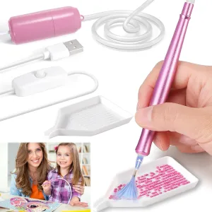 Electric Diamond Art Painting Pen, Upgraded Diamond Art Accessories Tools, Electric Diamond Painting Pen Kits with Vacuum, Diamond Paint Tool with Storage Tray -Without Wax