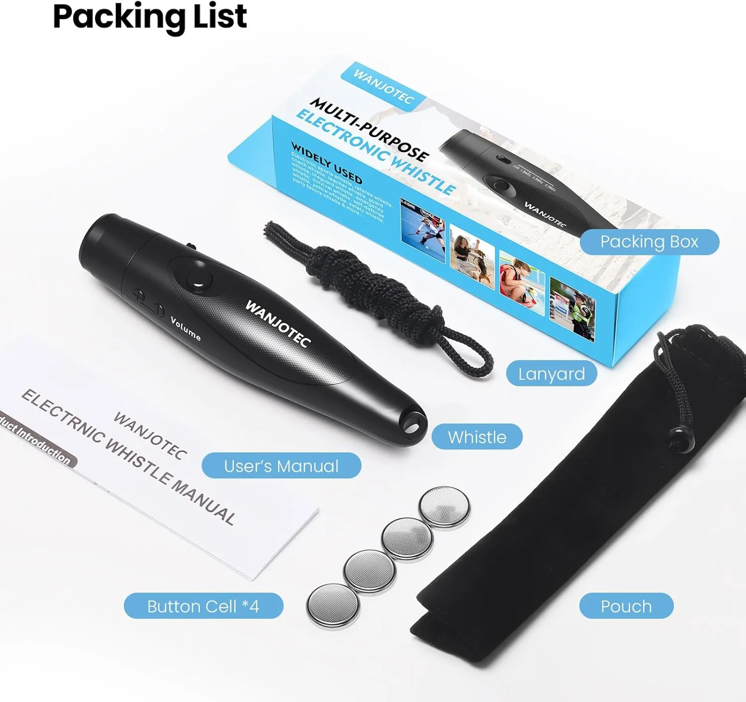 Electronic Whistle for Coaches Teachers: 3 Tone & Adjustable Volume Loud Whistles with Lanyard, Hand Electric Whistle for Volleyball Basketball Sports, Hiking Safety Whistles Coach Gift