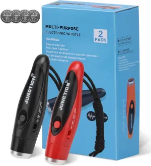 Electronic Whistles 2 Pack, Handheld 3 Tones High Volume Electric Whistles with Lanyard for Teacher, Coaches, Referees, Training Whistle, Loudest Outdoor Emergency Whistle, Sports Whistle Gifts