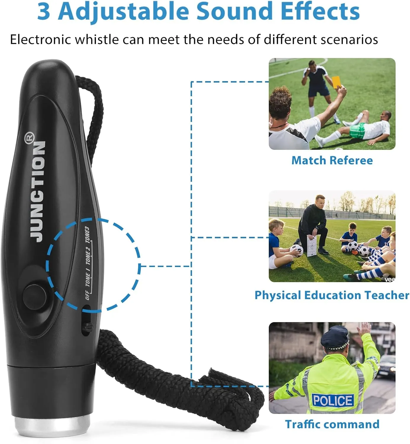 Electronic Whistles 2 Pack, Handheld 3 Tones High Volume Electric Whistles with Lanyard for Teacher, Coaches, Referees, Training Whistle, Loudest Outdoor Emergency Whistle, Sports Whistle Gifts