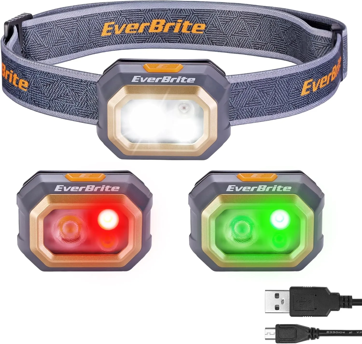 EverBrite Rechargeable Headlamp, 700 Lumens Head lamp for Adults, 6 Modes with White/Red/Green Light, 60 Adjustable LED Headlight for Hunting, Running, and Hiking