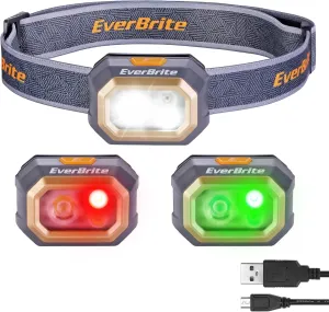 EverBrite Rechargeable Headlamp, 700 Lumens Head lamp for Adults, 6 Modes with White/Red/Green Light, 60 Adjustable LED Headlight for Hunting, Running, and Hiking