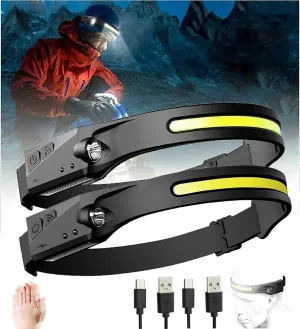 Everlyte Headlamp Rechargeable 2PCS, 230 Wide Beam Head Lamps LED with Motion Sensor for Adults, Mechanic Headlamp, Weatherproof, Lightweight Head Lights Flashlight for Hard Hat, Camping, Running