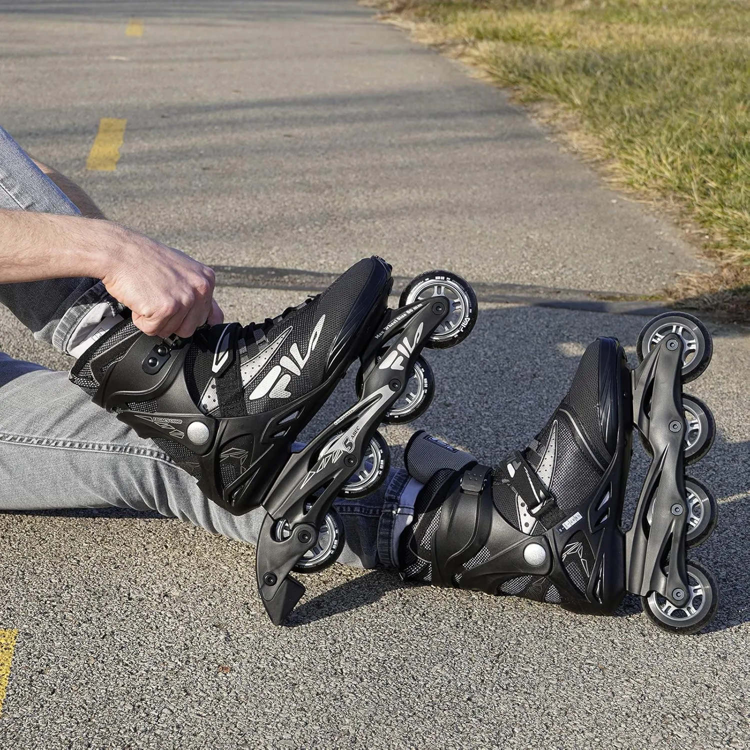 FILA Legacy Comp Inline Fitness Skates for Men and Women- Air Flow Technology, Lightweight Composite Frame, 80mm Wheels, ABEC-5 Bearings