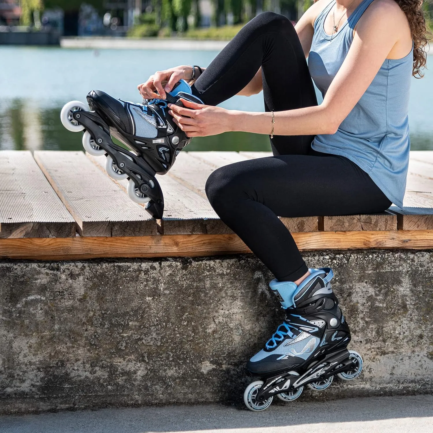 FILA Legacy Comp Inline Fitness Skates for Men and Women- Air Flow Technology, Lightweight Composite Frame, 80mm Wheels, ABEC-5 Bearings