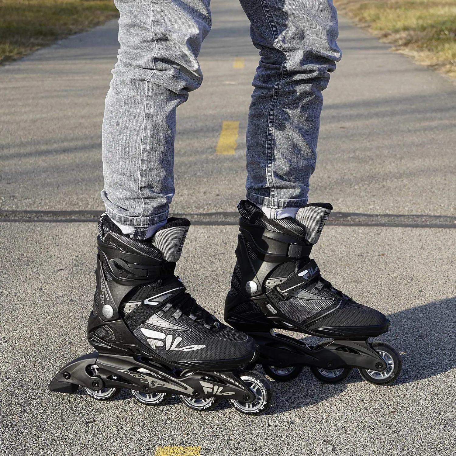 FILA Legacy Comp Inline Fitness Skates for Men and Women- Air Flow Technology, Lightweight Composite Frame, 80mm Wheels, ABEC-5 Bearings