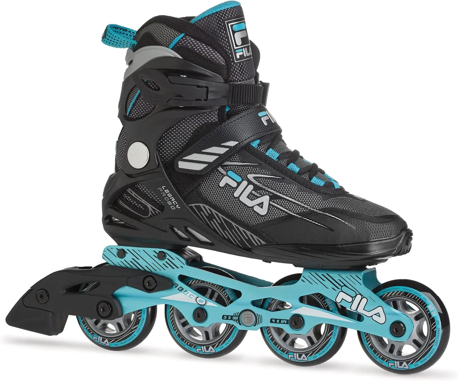 FILA Legacy Pro 80 Inline Skates - FILA 80mm (82A Indoor/Outdoor) Wheels - ABEC-5 Bearings - Comfortable Unisex Skates with Air Flow Ventilated Technology