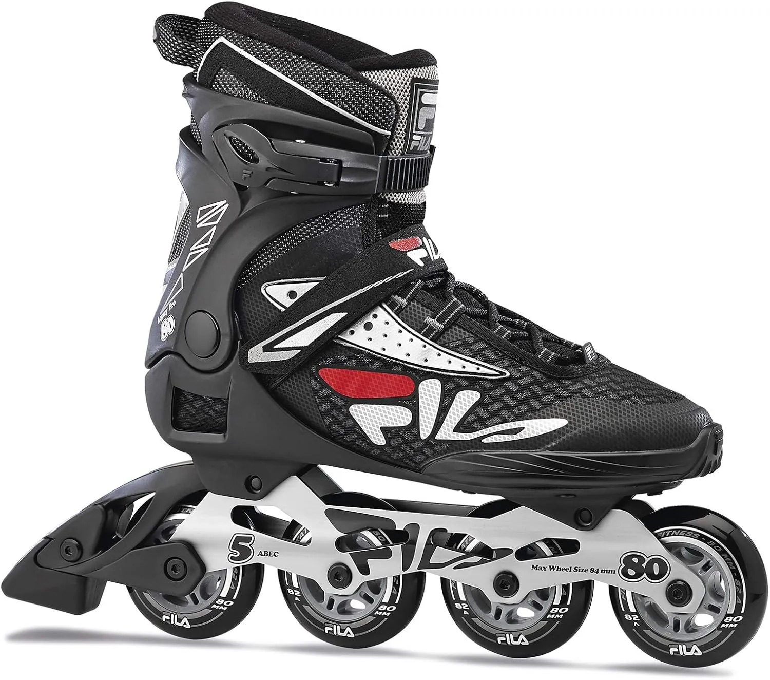 FILA Legacy Pro 80 Inline Skates - FILA 80mm (82A Indoor/Outdoor) Wheels - ABEC-5 Bearings - Comfortable Unisex Skates with Air Flow Ventilated Technology