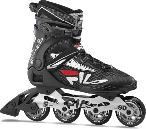 FILA Legacy Pro 80 Inline Skates - FILA 80mm (82A Indoor/Outdoor) Wheels - ABEC-5 Bearings - Comfortable Unisex Skates with Air Flow Ventilated Technology