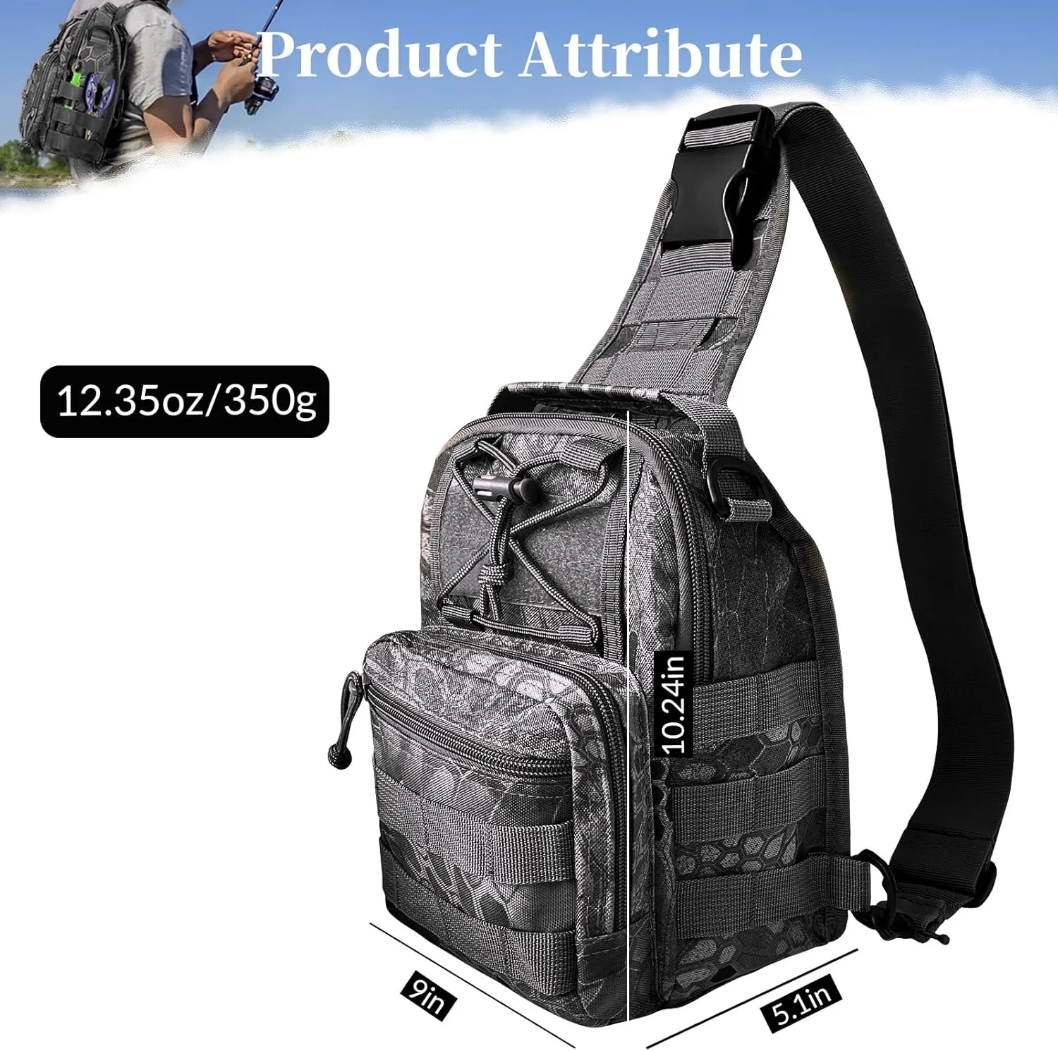 Fishing Backpack Tackle Storage Bag With Rod Holder - Sling Gear Storage