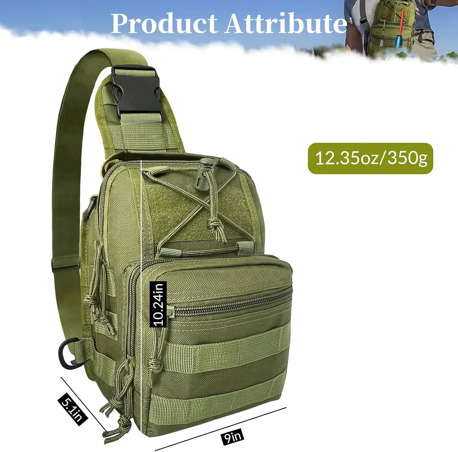 Fishing Backpack Tackle Storage Bag With Rod Holder - Sling Gear Storage