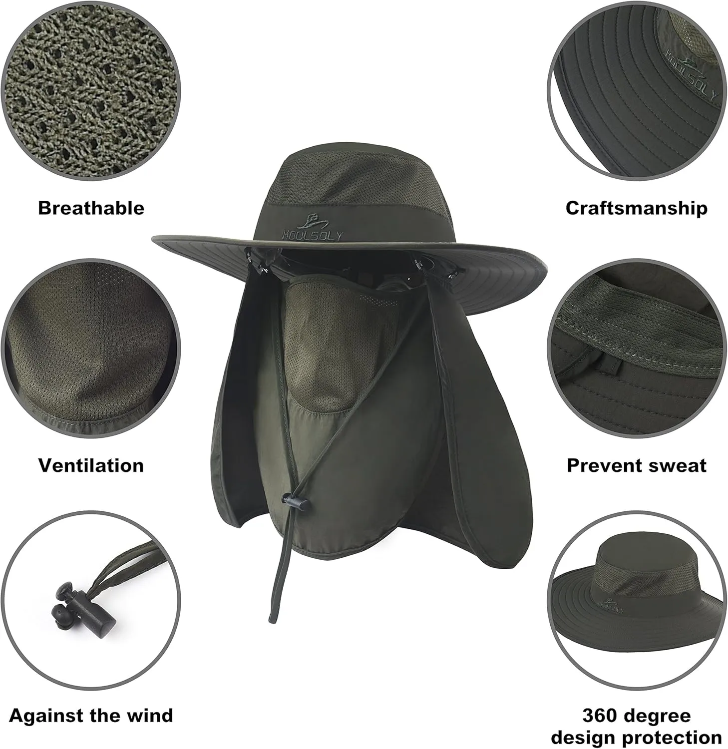 Fishing Hat,Sun Cap with UPF 50  Sun Protection and Neck Flap,for Man and Women