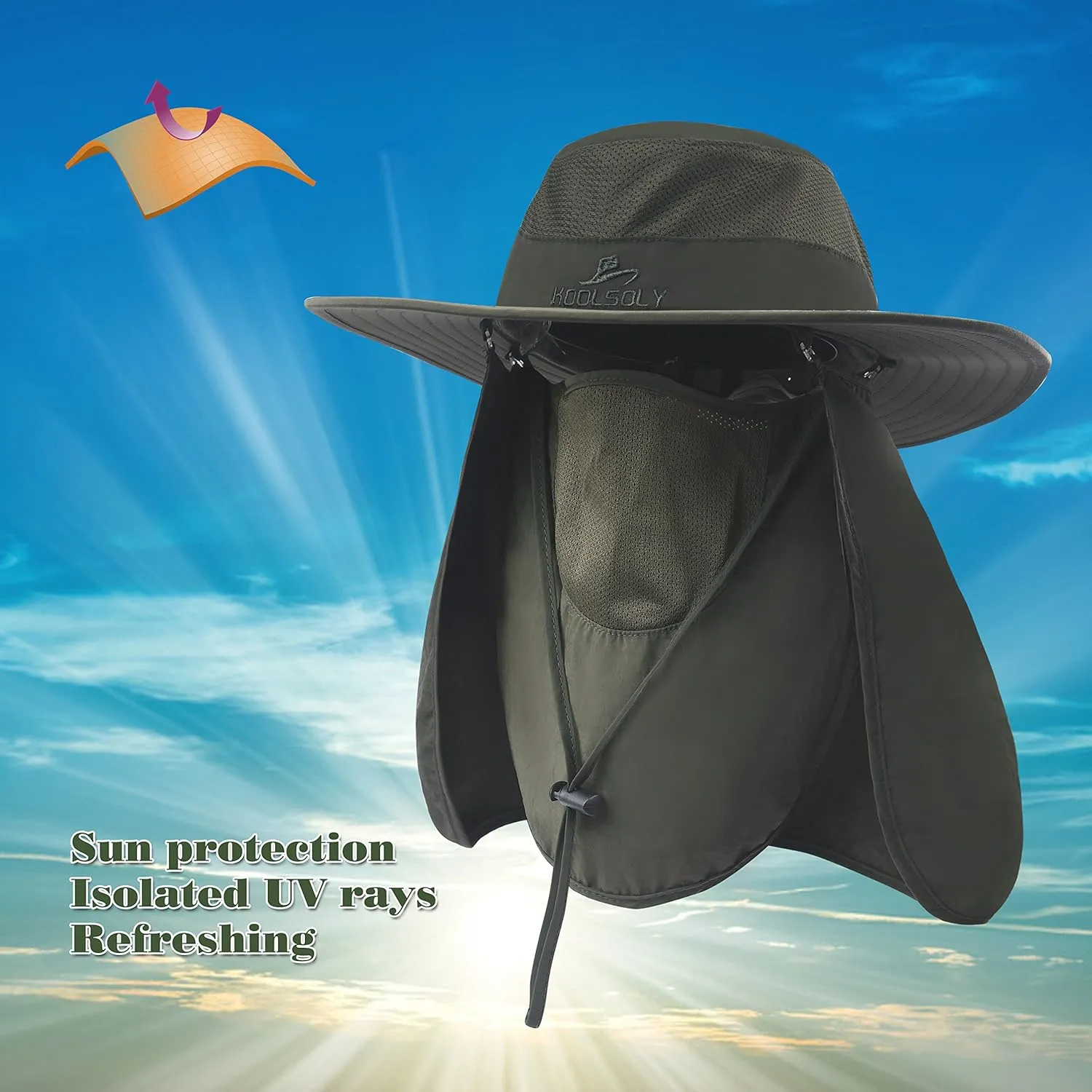 Fishing Hat,Sun Cap with UPF 50  Sun Protection and Neck Flap,for Man and Women