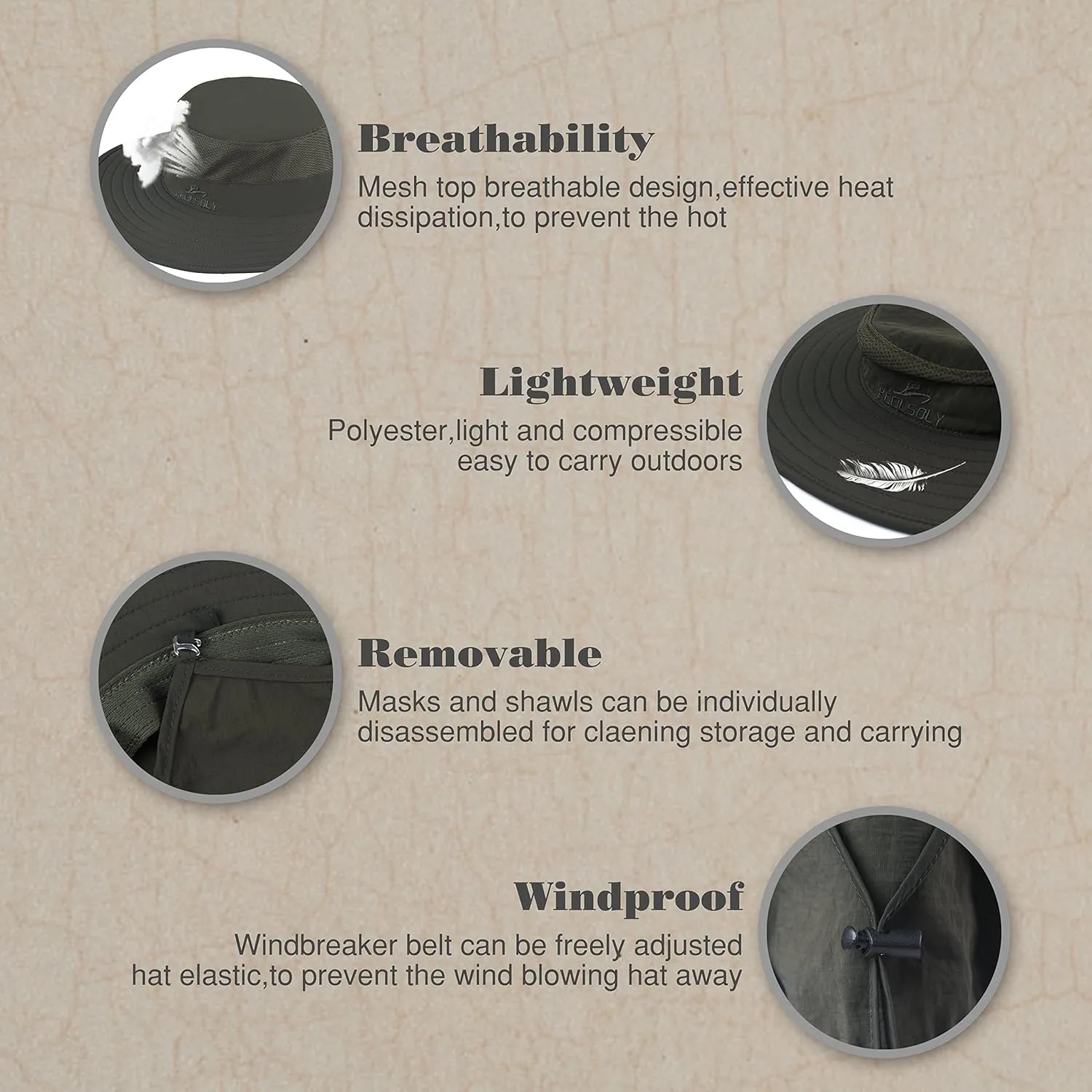 Fishing Hat,Sun Cap with UPF 50  Sun Protection and Neck Flap,for Man and Women