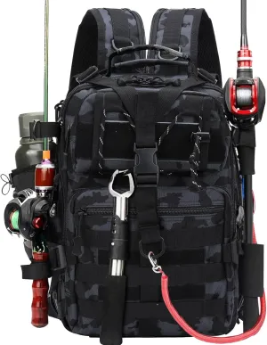 Fishing Tackle Backpack, Military Tactical Backpack Tactical Sling Backpack Bag Fishing Tackle Storage Bag Fish Gear Bag Molle Assault Pack Tactical Hiking Rucksack (Blue)