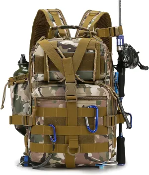 Fishing Tackle Backpack, Military Tactical Backpack Tactical Sling Backpack Bag Fishing Tackle Storage Bag Fish Gear Bag Molle Assault Pack Tactical Hiking Rucksack (Yellow)