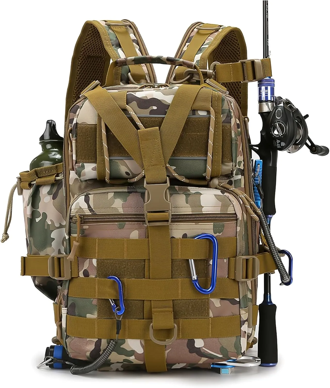 Fishing Tackle Backpack, Military Tactical Backpack Tactical Sling Backpack Bag Fishing Tackle Storage Bag Fish Gear Bag Molle Assault Pack Tactical Hiking Rucksack (Yellow)