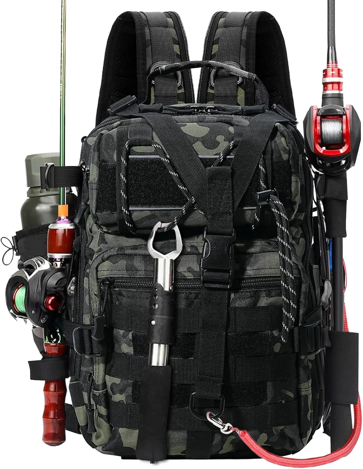Fishing Tackle Backpack, Military Tactical Backpack Tactical Sling Backpack Bag Fishing Tackle Storage Bag Fish Gear Bag Molle Assault Pack Tactical Hiking Rucksack(Green)
