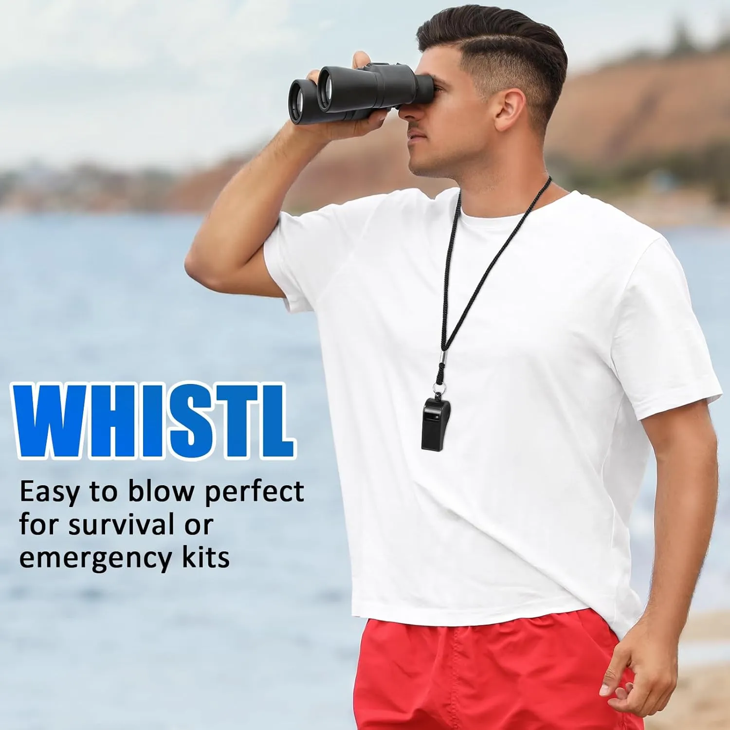 Flutesan Plastic Whistles with Lanyard Sports Loud Crisp Sound Whistles Bulk for Coach Referees Training Emergency