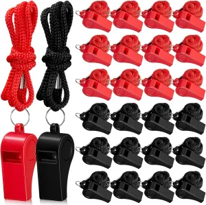 Flutesan Plastic Whistles with Lanyard Sports Loud Crisp Sound Whistles Bulk for Coach Referees Training Emergency