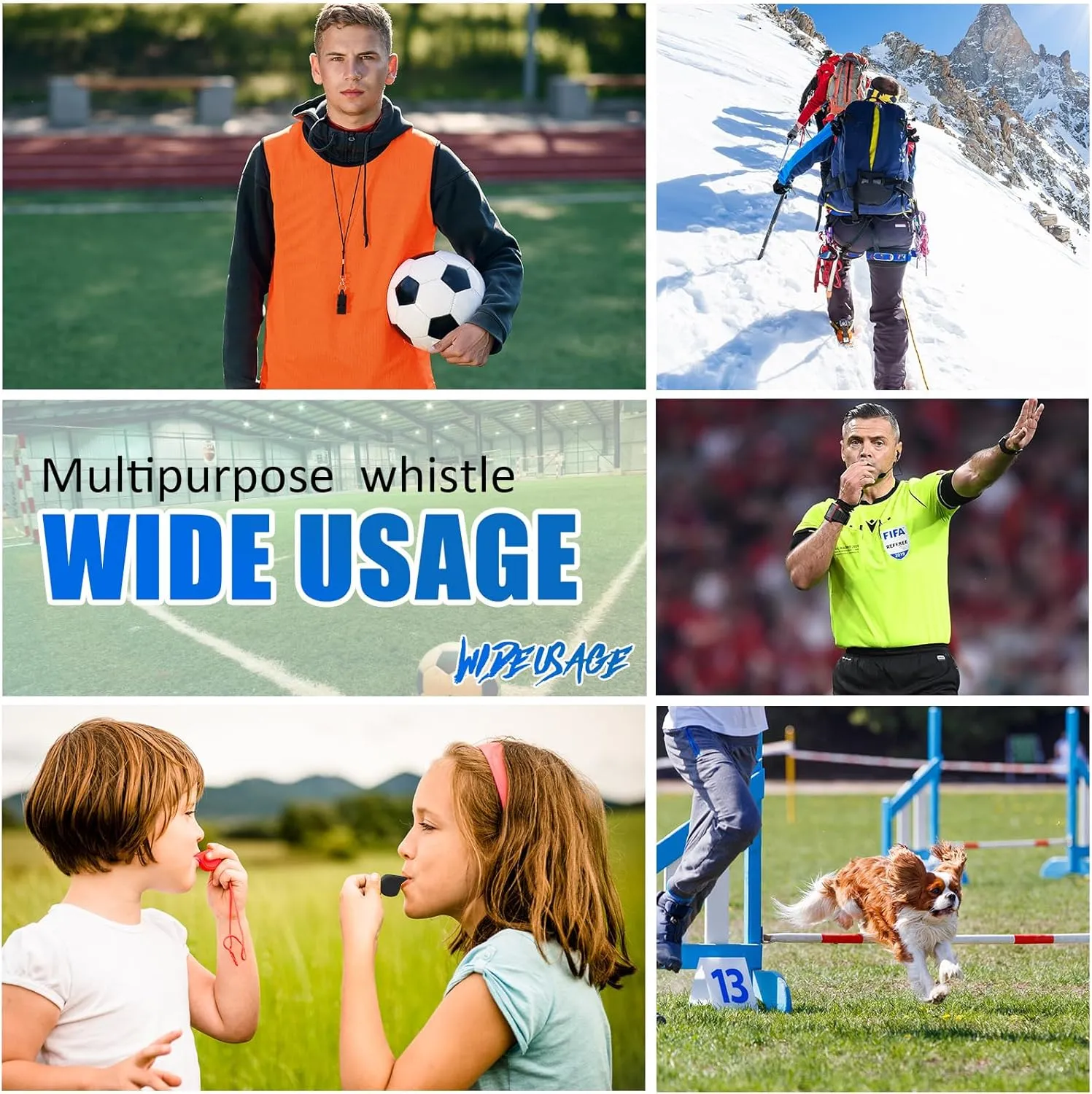 Flutesan Plastic Whistles with Lanyard Sports Loud Crisp Sound Whistles Bulk for Coach Referees Training Emergency