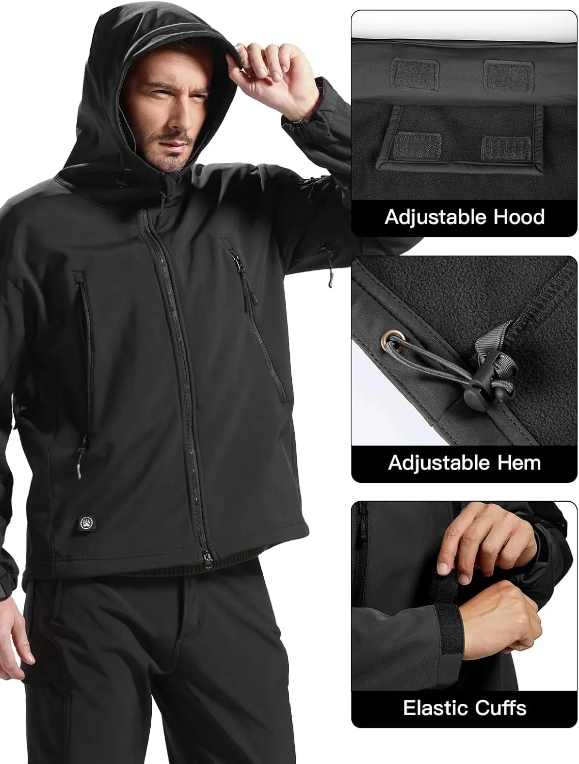FREE SOLDIER Men's Outdoor Waterproof Soft Shell Hooded Military Tactical Jacket