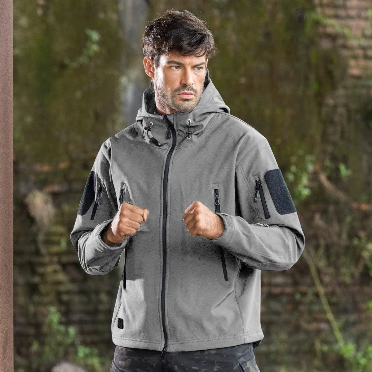 FREE SOLDIER Men's Outdoor Waterproof Soft Shell Hooded Military Tactical Jacket
