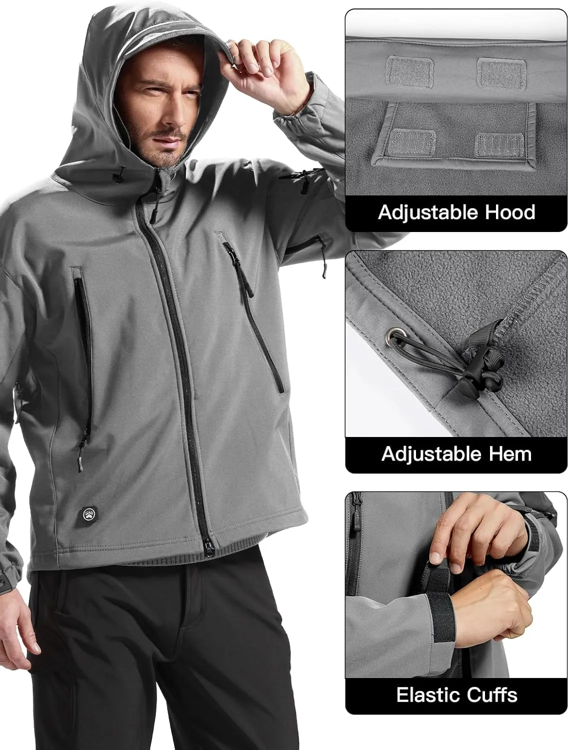FREE SOLDIER Men's Outdoor Waterproof Soft Shell Hooded Military Tactical Jacket