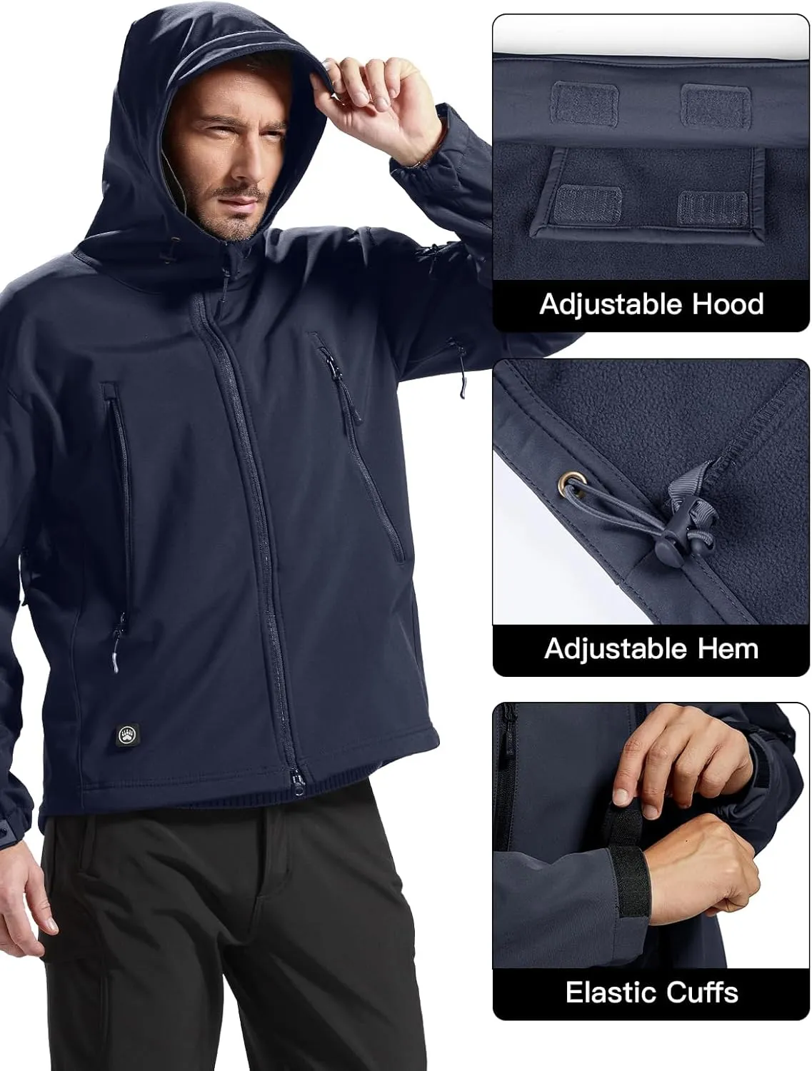 FREE SOLDIER Men's Outdoor Waterproof Soft Shell Hooded Military Tactical Jacket