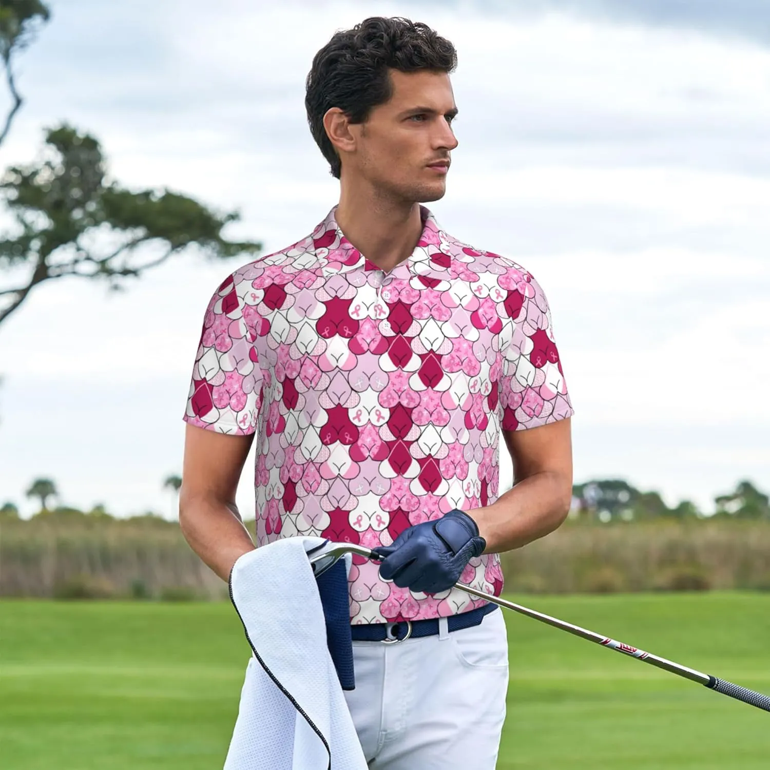 Funny Couple Golf Shirts,Matching Hawaiian Golf Shirt for Couple,Moisture Wicking Couple Polo Shirt for Men Women