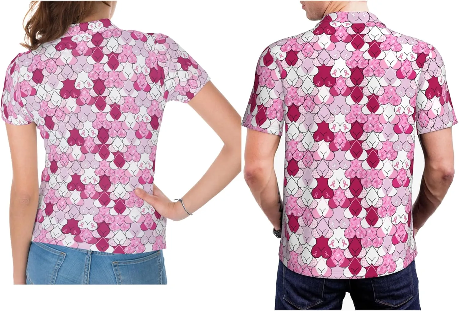 Funny Couple Golf Shirts,Matching Hawaiian Golf Shirt for Couple,Moisture Wicking Couple Polo Shirt for Men Women