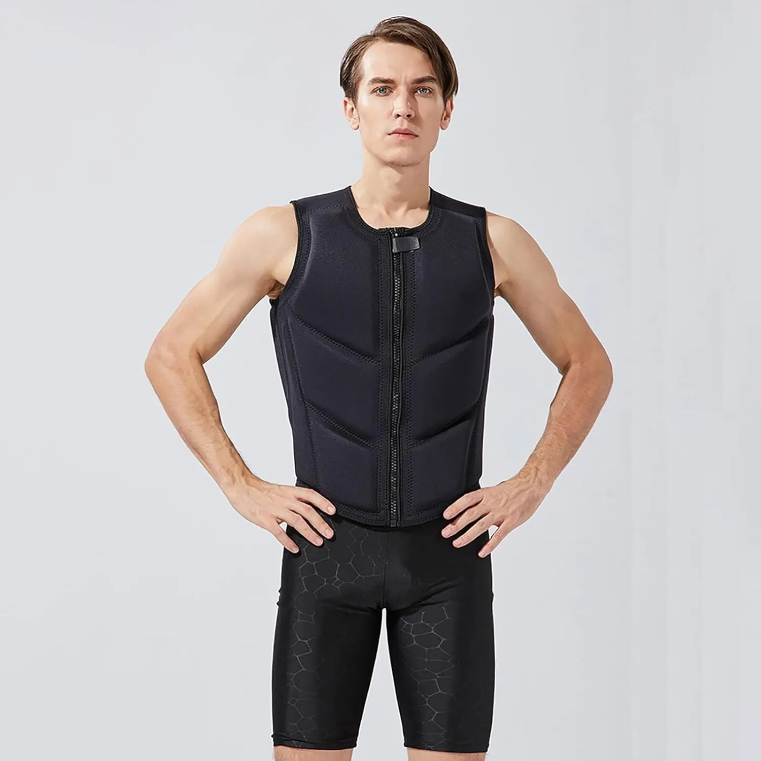 Generic Adult Boating Swim Vest, Watersports Adjustable Jacket with Zipper for Fishing Surfing Rafting Kayaking