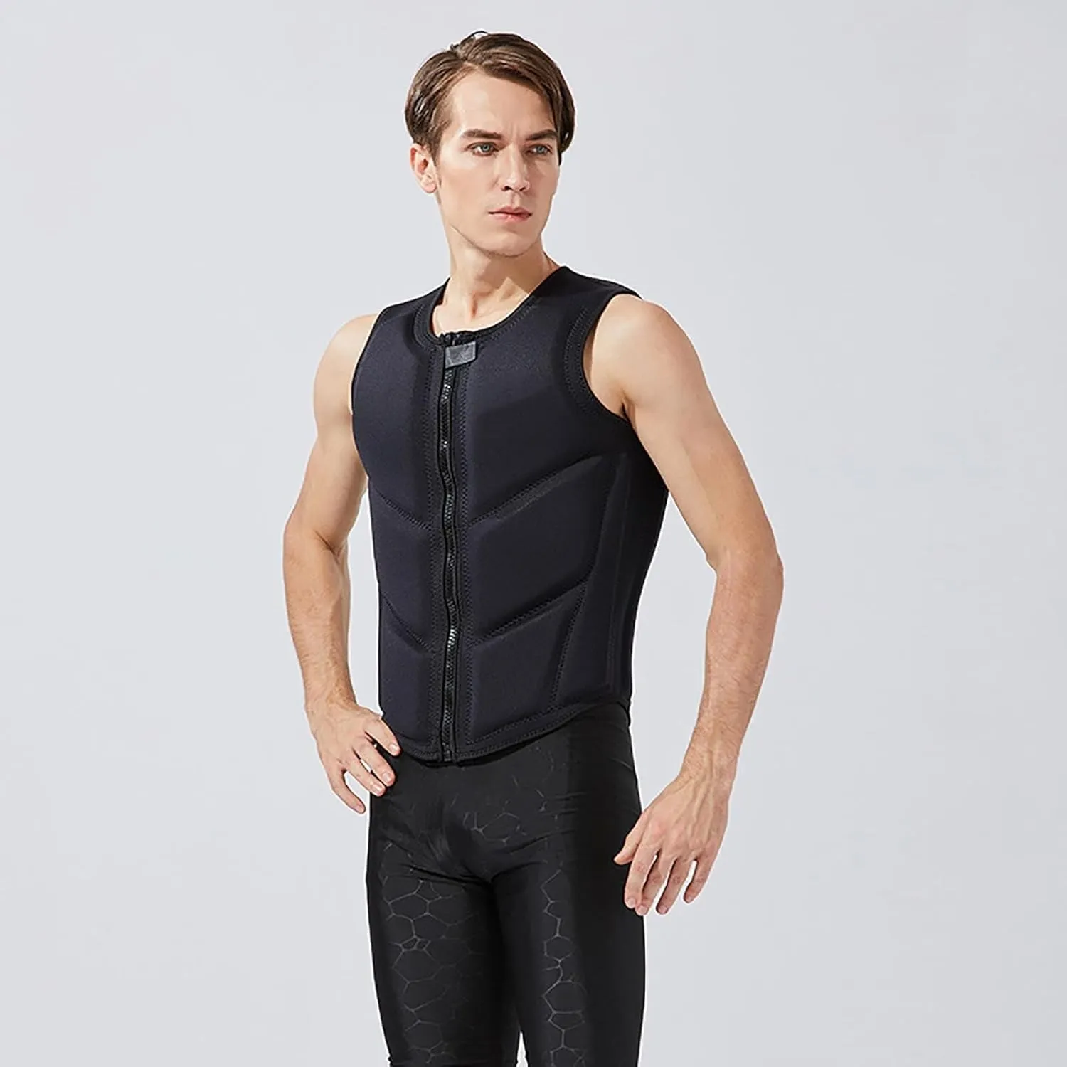 Generic Adult Boating Swim Vest, Watersports Adjustable Jacket with Zipper for Fishing Surfing Rafting Kayaking
