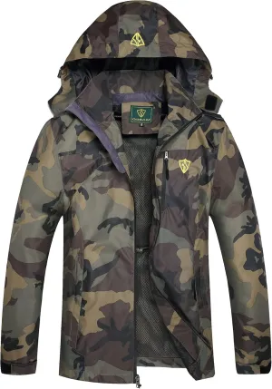 GIISAM Mens Windproof Jacket Waterproof Lightweight Mountain Sport Jacket for Men Hooded Windbreaker Raincoat