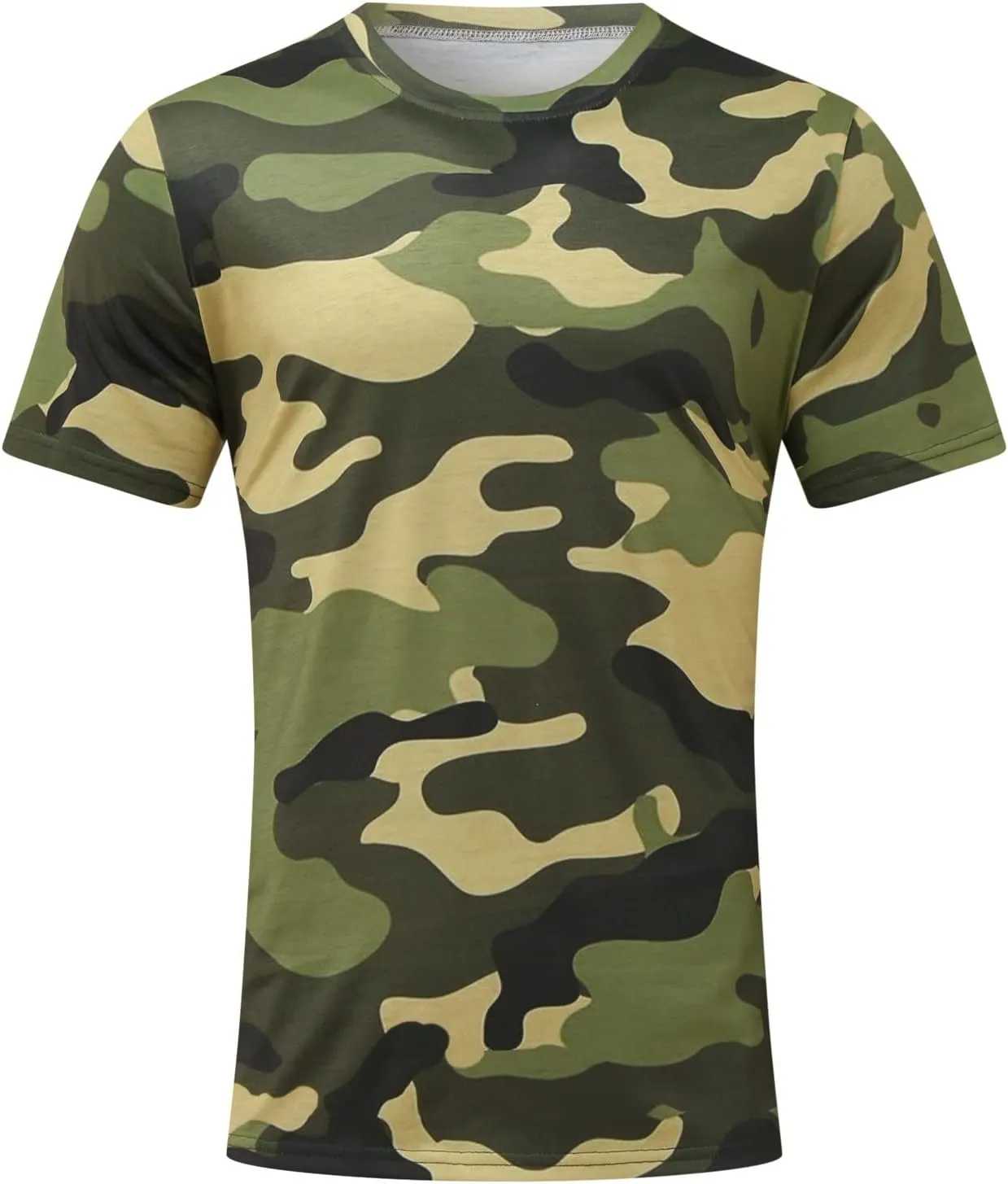 GOKKILRW Men's T Shirts Casual Camo Printed Lightweight Quick Dry Plus Size Crewneck Short Sleeve Military Hunting Tees