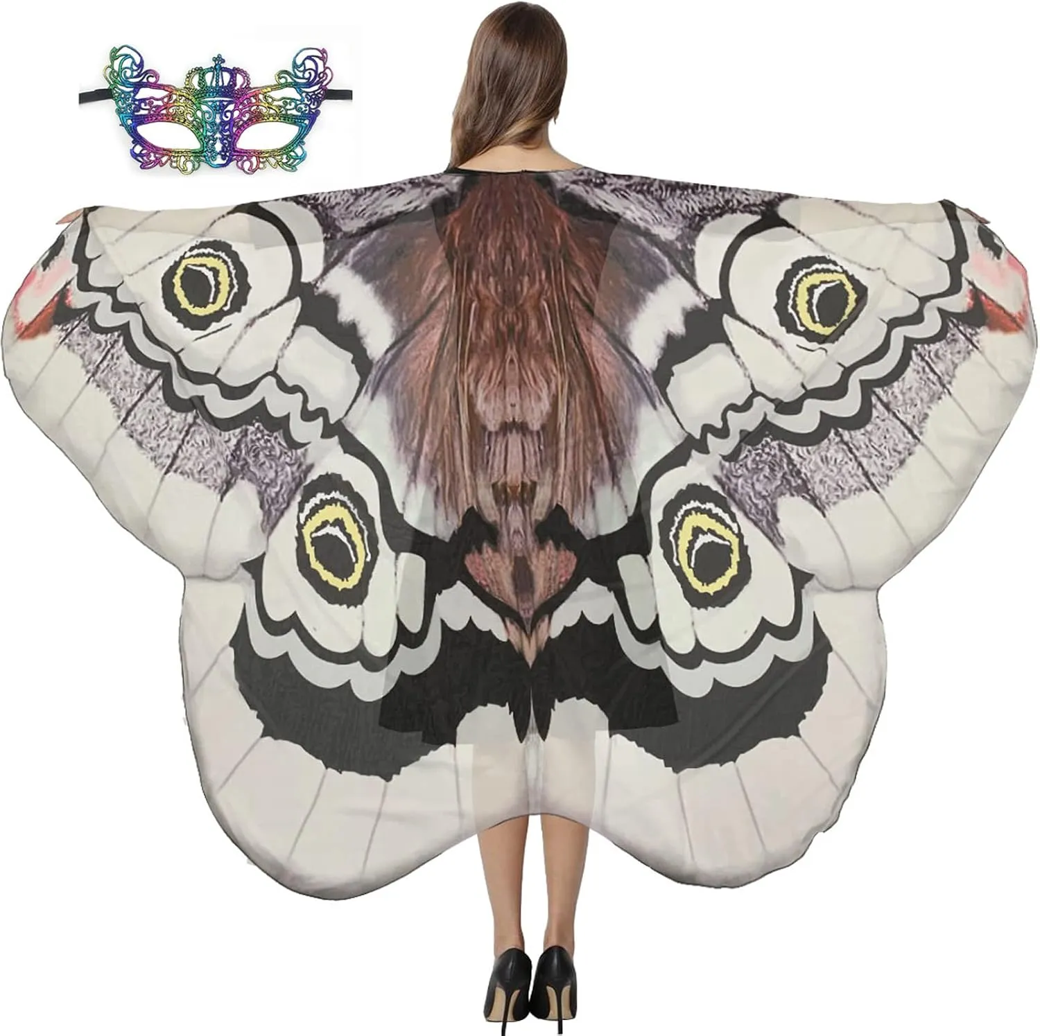 GRAJTCIN Print on Both Sides Butterfly Wings Cape - Double Sided Halloween Fairy Moth Costume Party Cloak