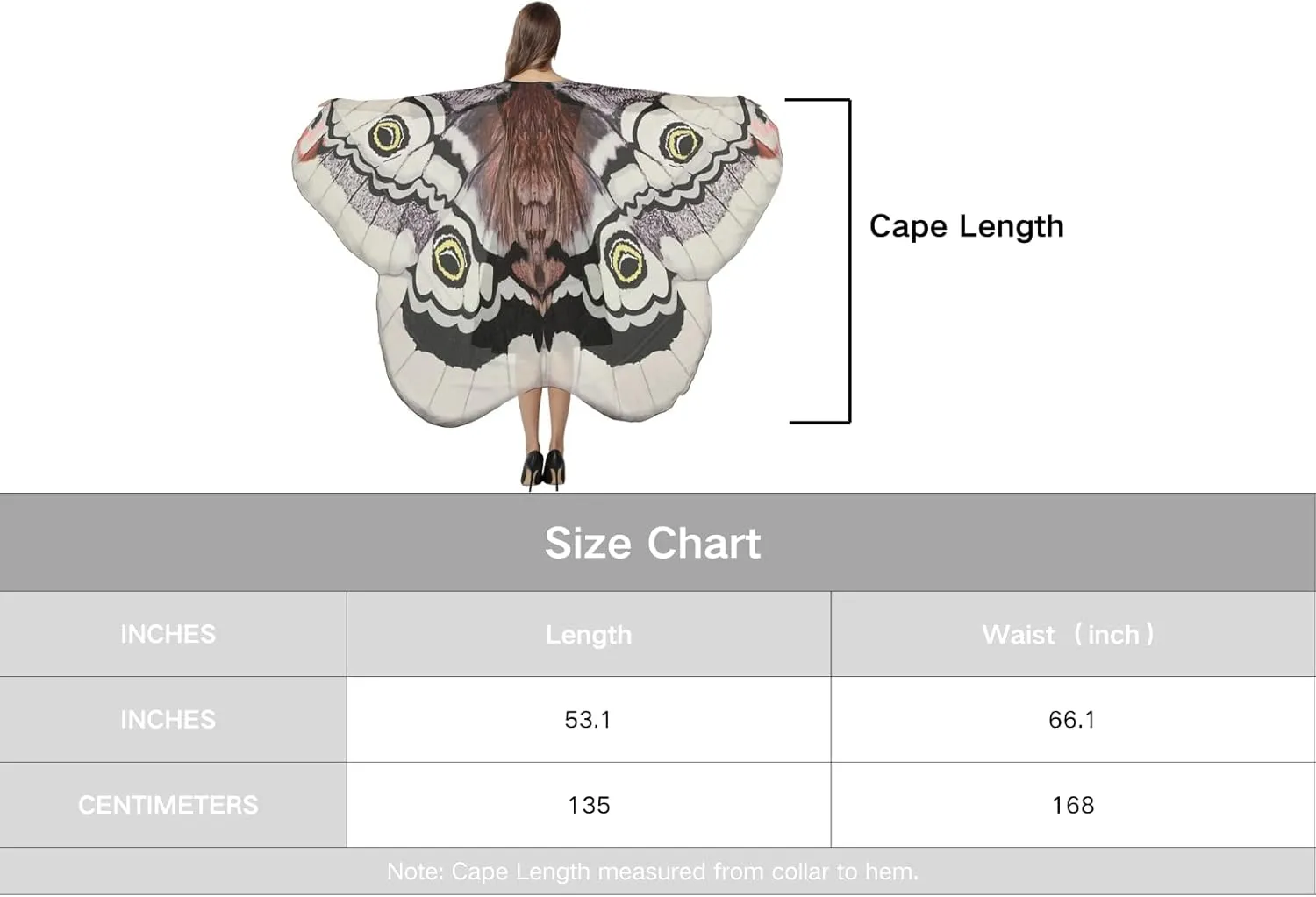 GRAJTCIN Print on Both Sides Butterfly Wings Cape - Double Sided Halloween Fairy Moth Costume Party Cloak