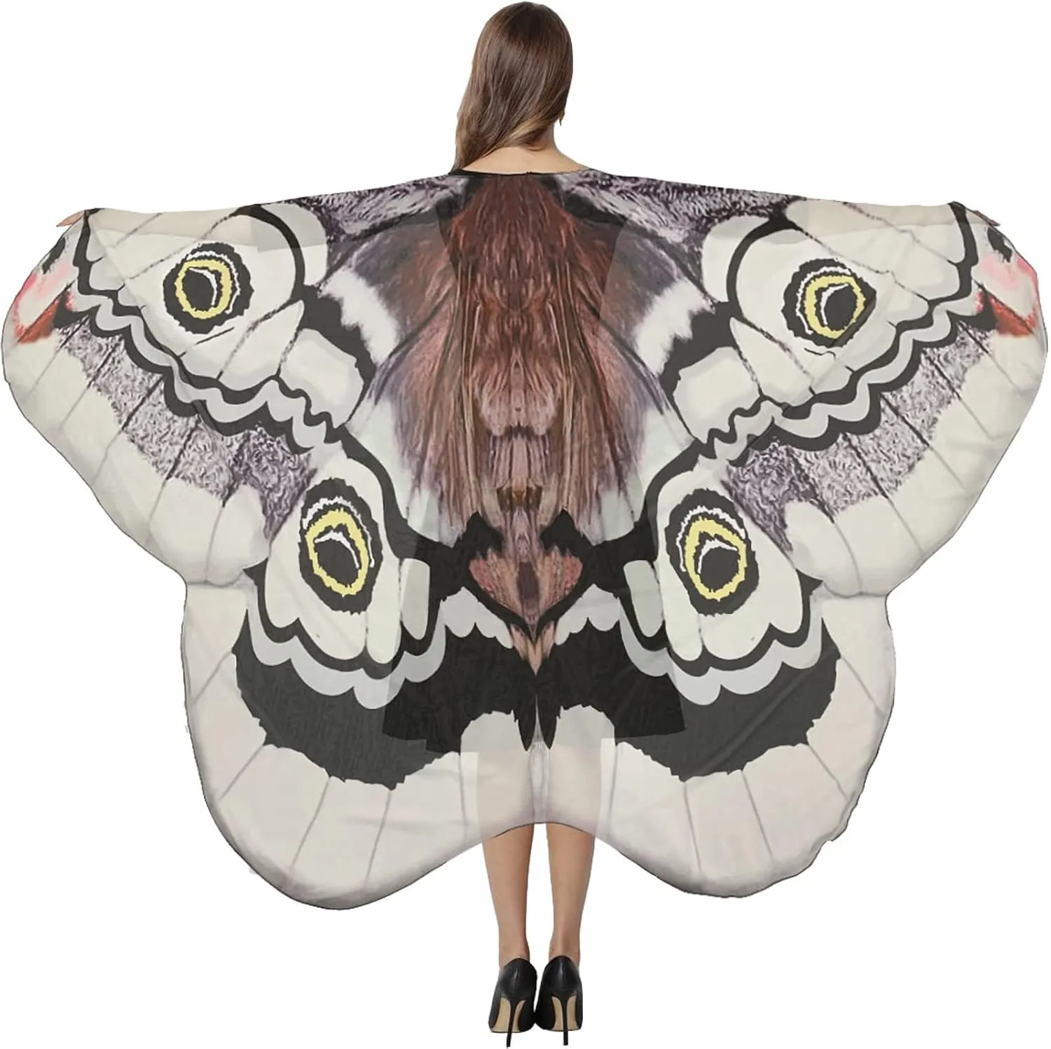 GRAJTCIN Print on Both Sides Butterfly Wings Cape - Double Sided Halloween Fairy Moth Costume Party Cloak