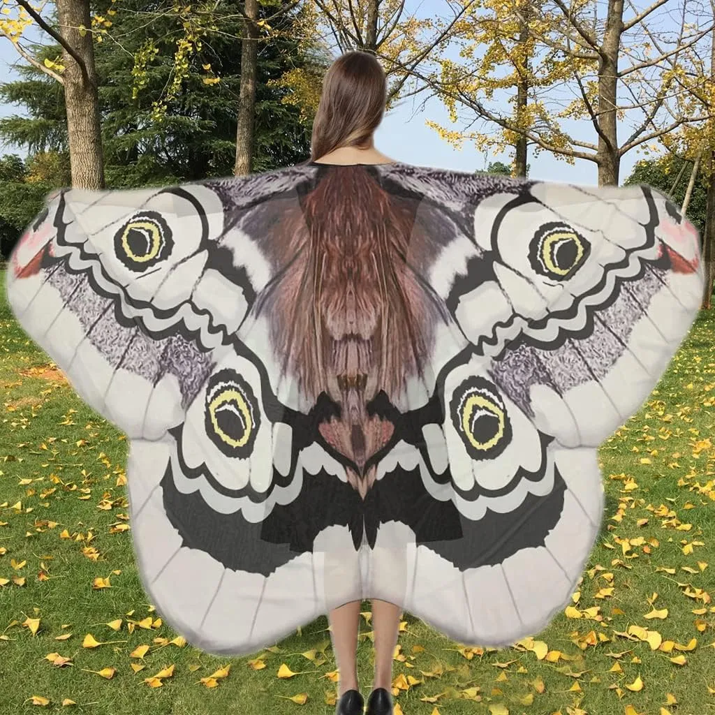 GRAJTCIN Print on Both Sides Butterfly Wings Cape - Double Sided Halloween Fairy Moth Costume Party Cloak