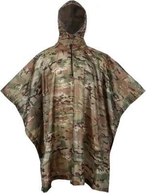 GRVCN Military Rain Poncho, Camouflage Raincoat Outdoor Waterproof Lightweight